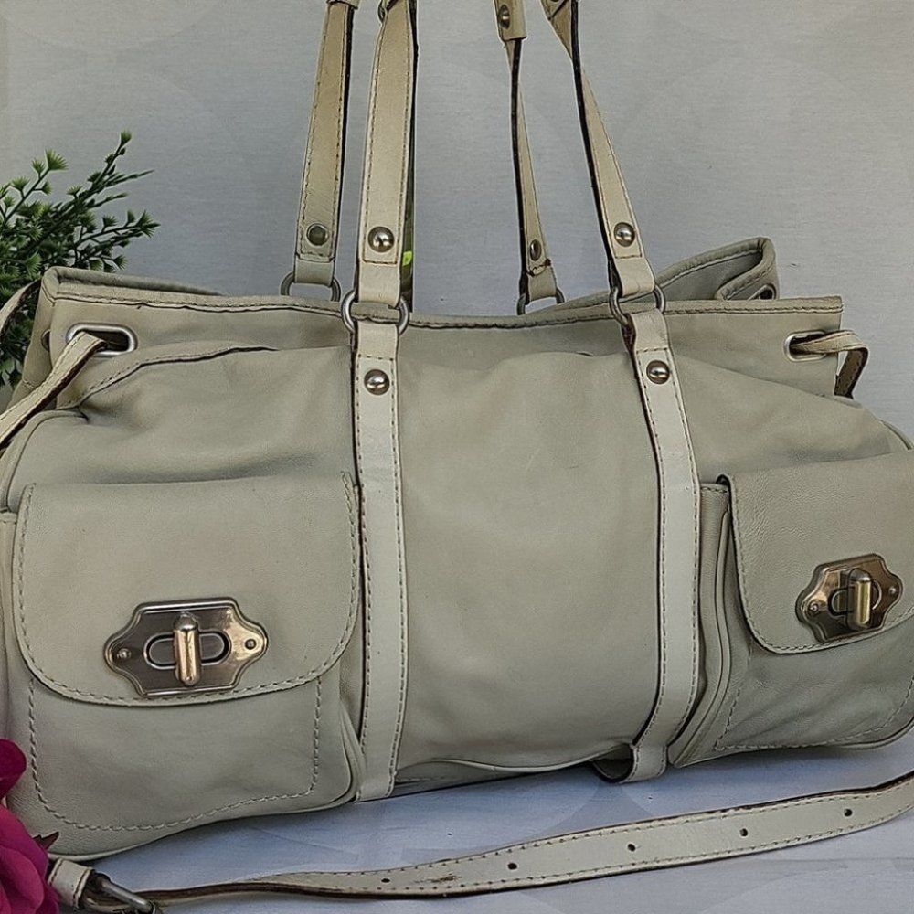 Olivia Harris Bone White Soft Sheep's Leather Shoulder Bag XL